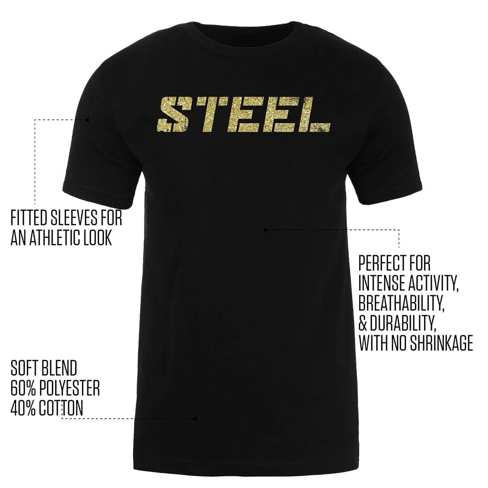 Gold STEEL on Black Performance T-Shirt - Image 2