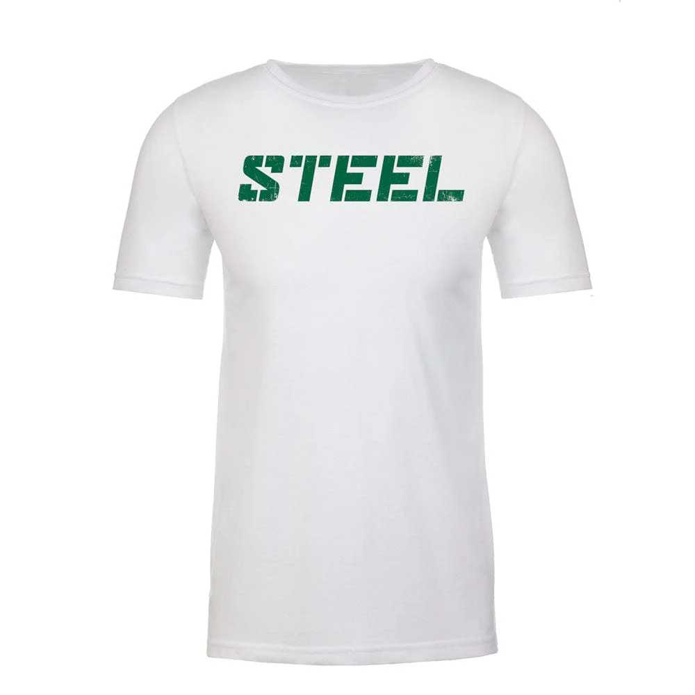 Green STEEL on White Tee