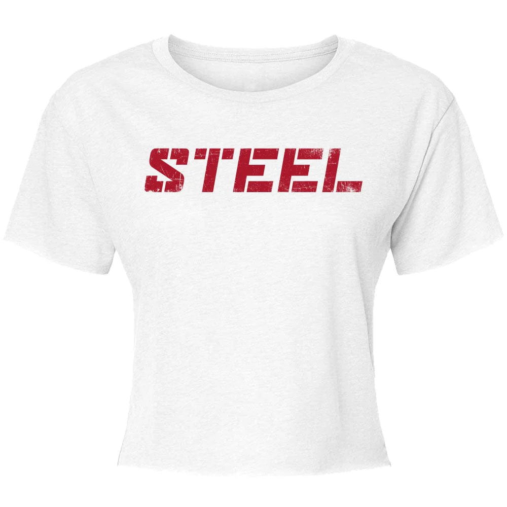 Red on White STEEL Crop Top