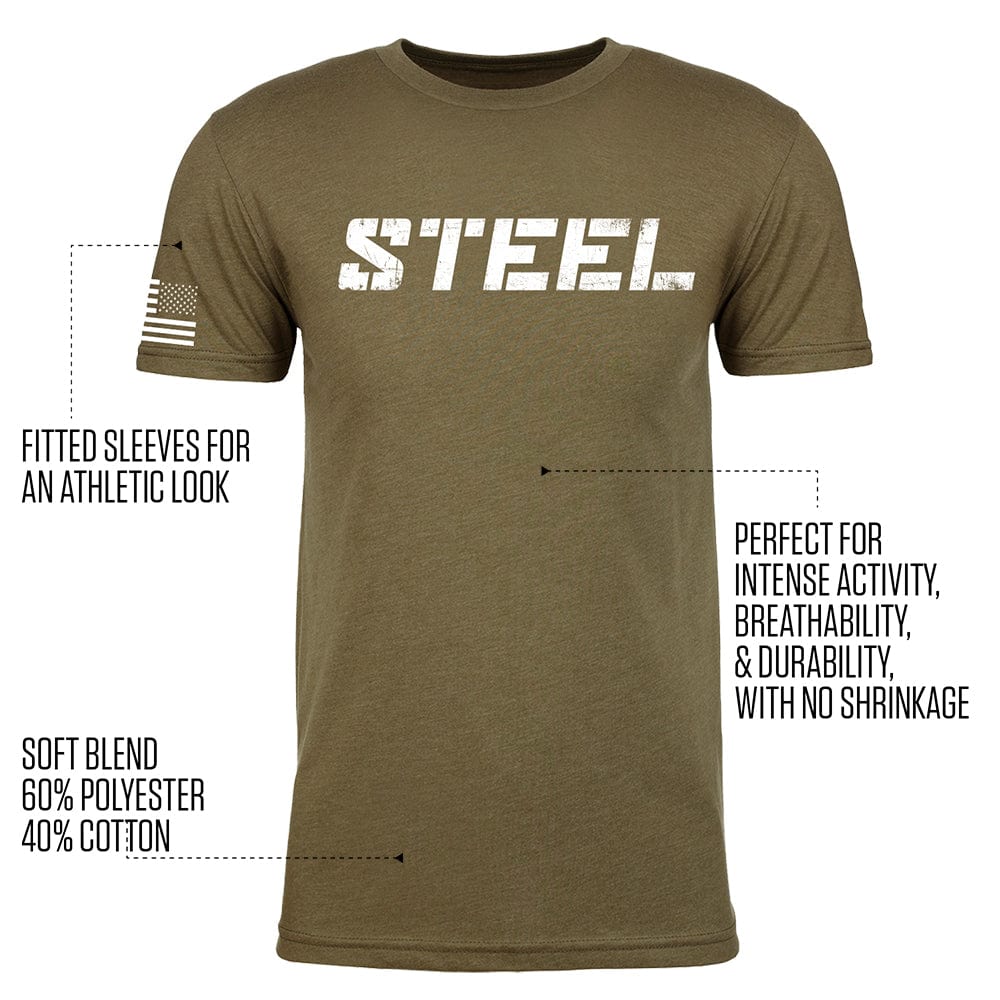 STEEL Military Green w/ Stars & Stripes Performance T-Shirt - Image 4