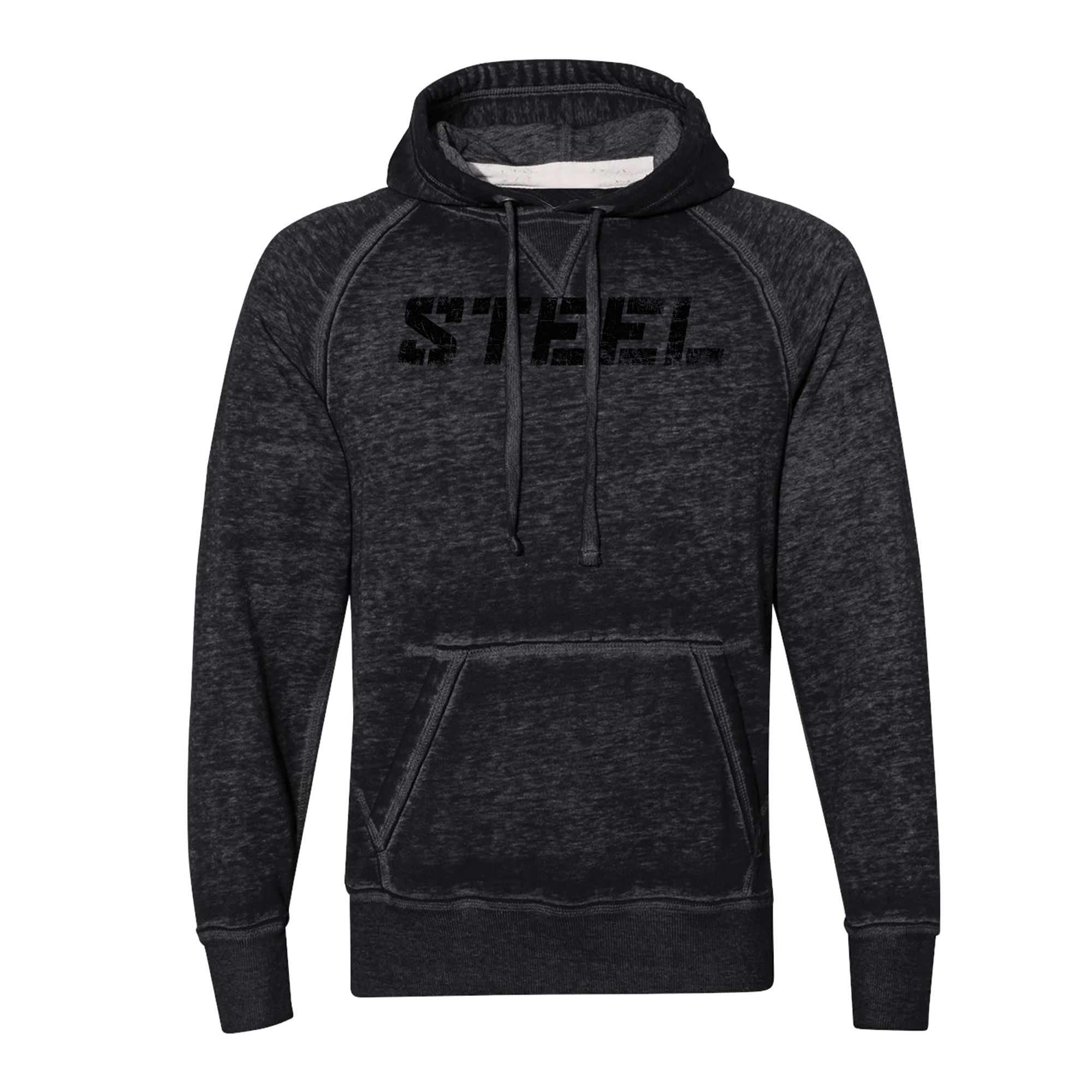 Steel Vintage Black Fleece Hoodie
