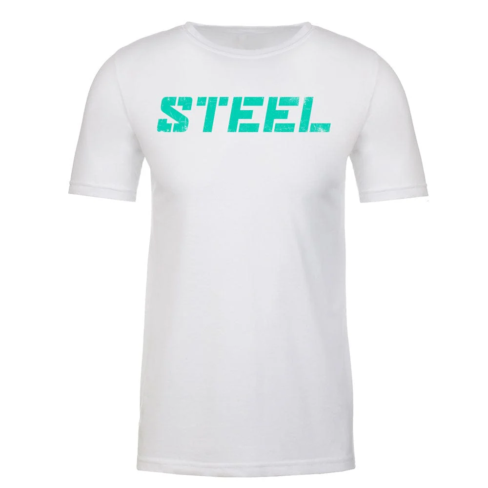 STEEL Teal on White Performance T-Shirt